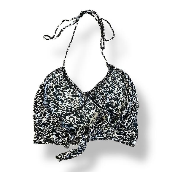 Motel Rocks Leopard Print Tie Back Halter Top Womens Size‎ XS Black White - Picture 4 of 8